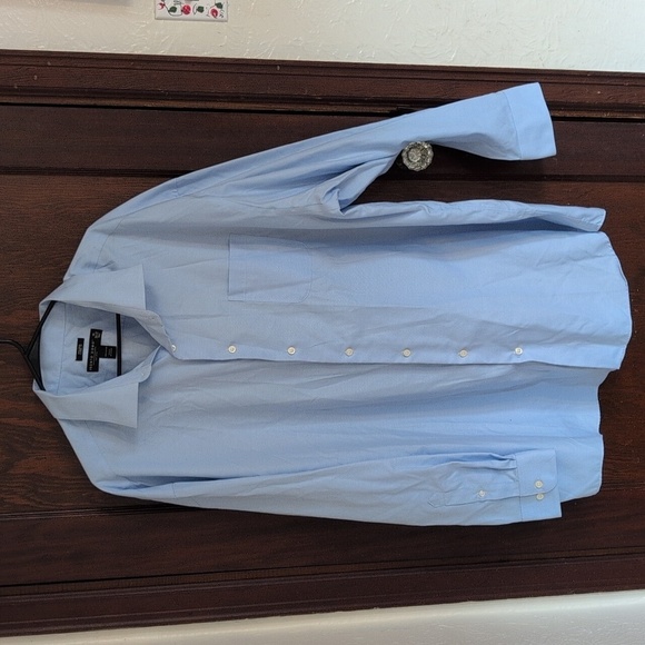 Pronto Ummo Classic Blue Long Sleeve Button Up Shirt Non Iron 20  36/37Tall - Picture 1 of 6